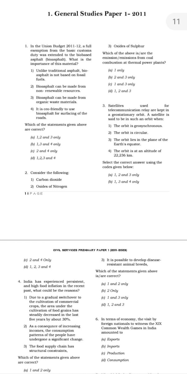 UPSC 14 Previous Years General Studies Preliminary Original Questions (2011-2024) - Image 5