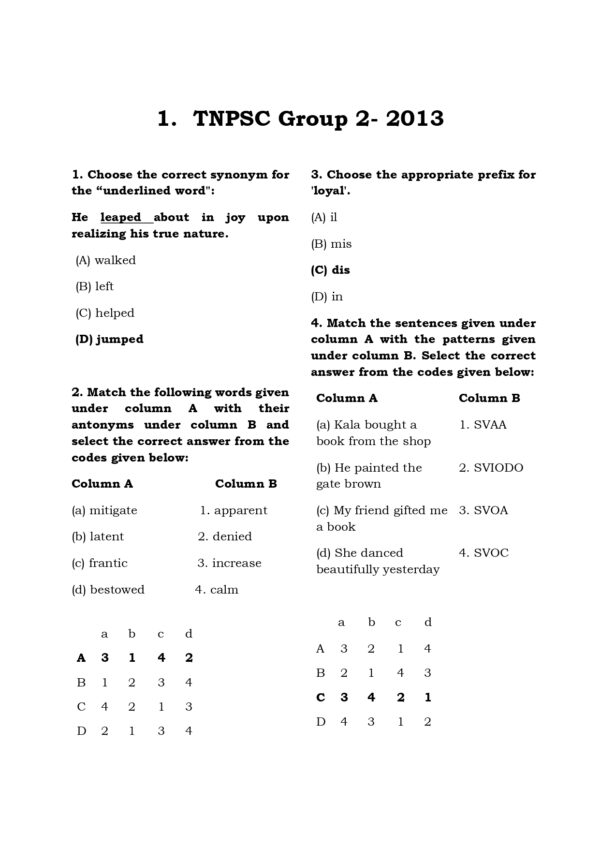 TNPSC Previous Years General English Questions - Image 5