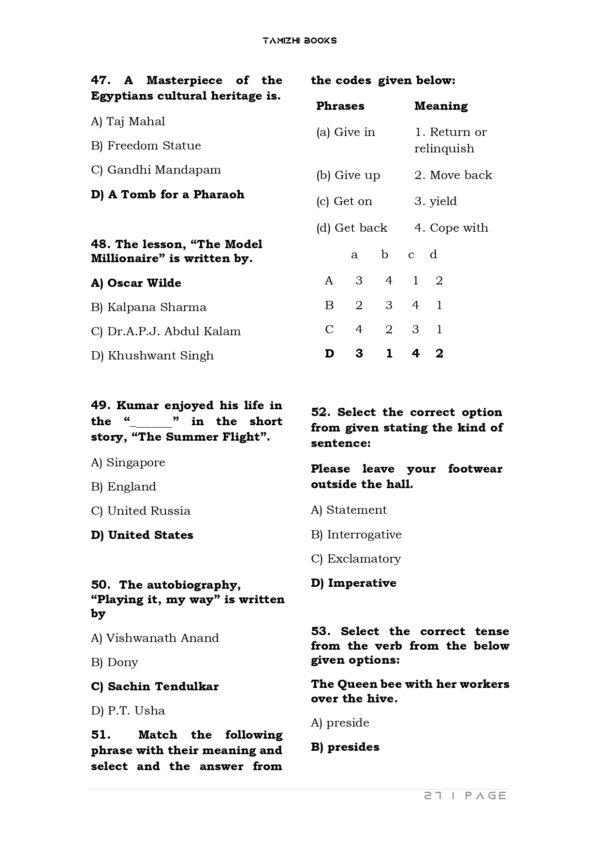 TNPSC Previous Years General English Questions - Image 7