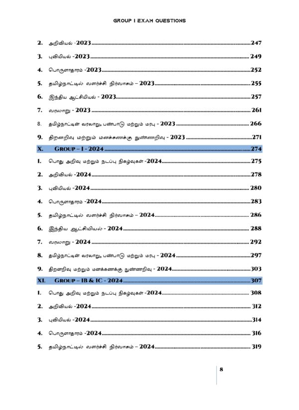Gr I Subject Wise Questions 2011-2025- TM-8_page-0001 Munthiya andukalin TNPSC Group I therivin Paada vaariyana Vinakalin Thodari