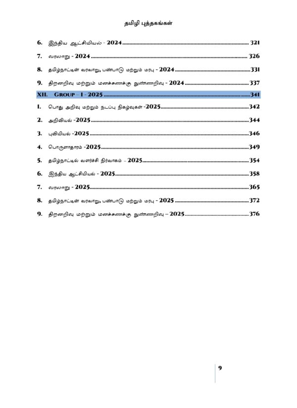 Gr I Subject Wise Questions 2011-2025- TM-9_page-0001 Munthiya andukalin TNPSC Group I therivin Paada vaariyana Vinakalin Thodari
