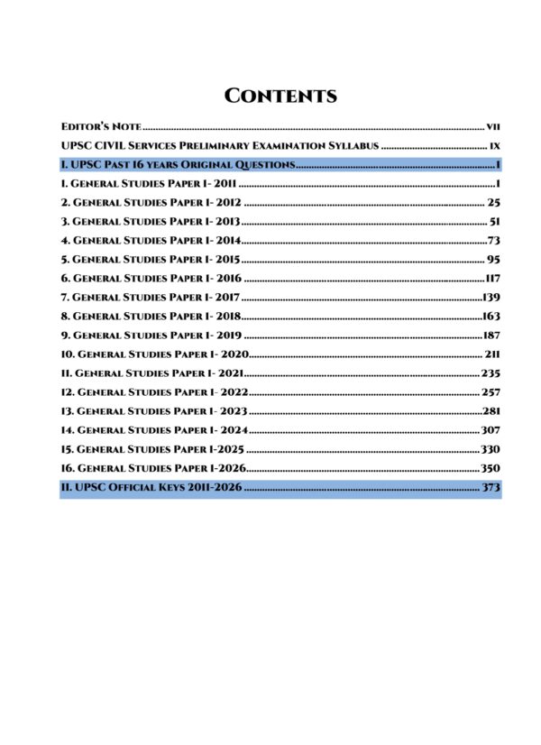UPSC 16  Preliminary General Studies Previous Years  Original Questions (2011-2026)