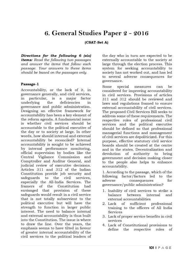 UPSC 16 Preliminary CSAT  Previous Years  Original Questions (2011-2026)