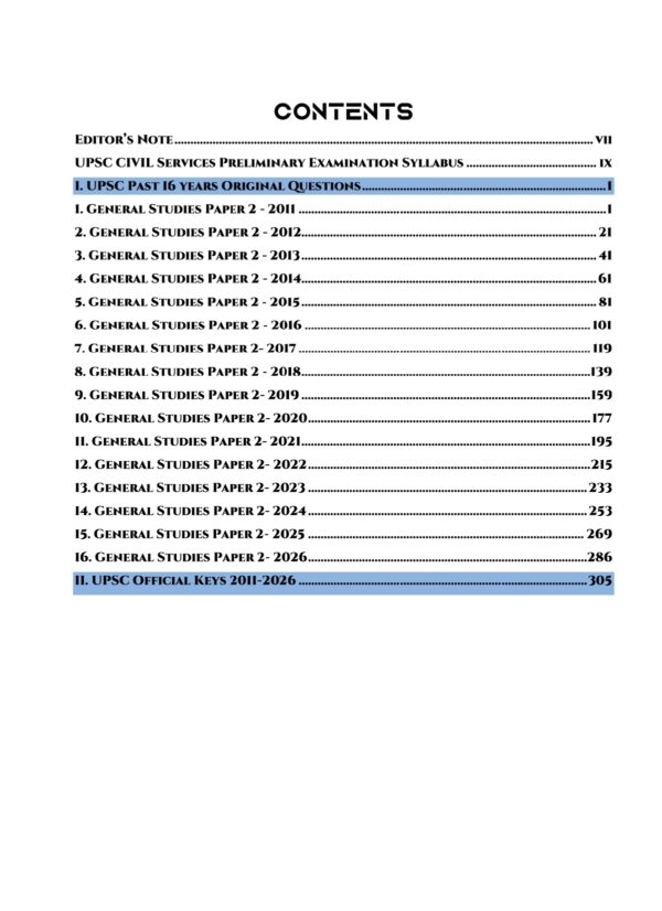 UPSC 16 Preliminary CSAT  Previous Years  Original Questions (2011-2026)